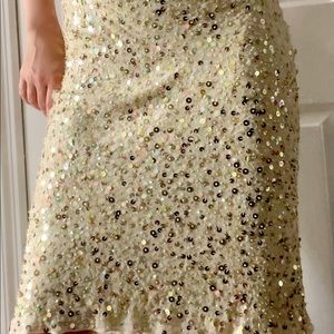 Barbara Schwarzer Gold Beaded Sequined Silk Skirt 4 US or 34 DE
